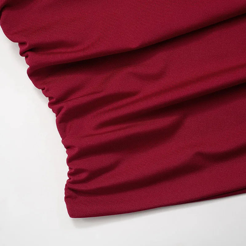 Solid Color One Shoulder Backless Shrink Tank Top T-Shirt Candy Color Tight Sexy Sleeveless Neckless Slim Casaul Top