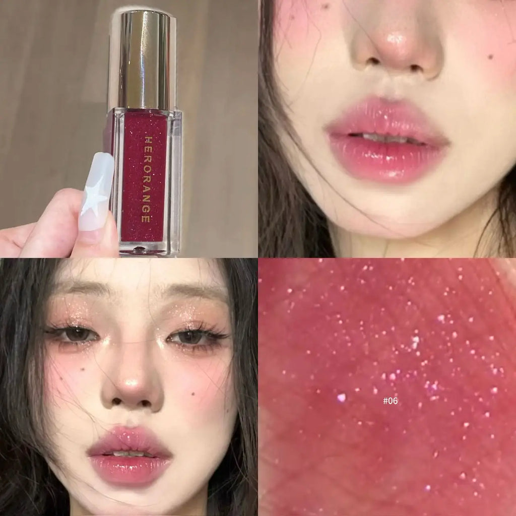 Herorange Glossy Lip Oil Shiny Hydrating Waterproof Gentle Lip Care Daily Essential