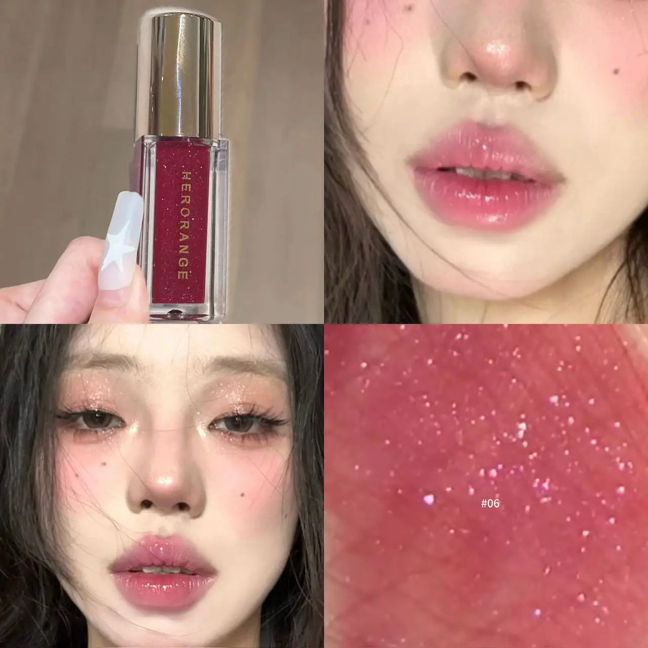 Herorange Glossy Lip Oil Shiny Hydrating Waterproof Gentle Lip Care Daily Essential