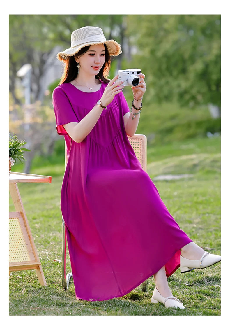 New Print plus size 2026 New Fashion Floral Printed Summer Dress Vestidos Elegant Short Sleeve Slim O-Neck Party Women clothing