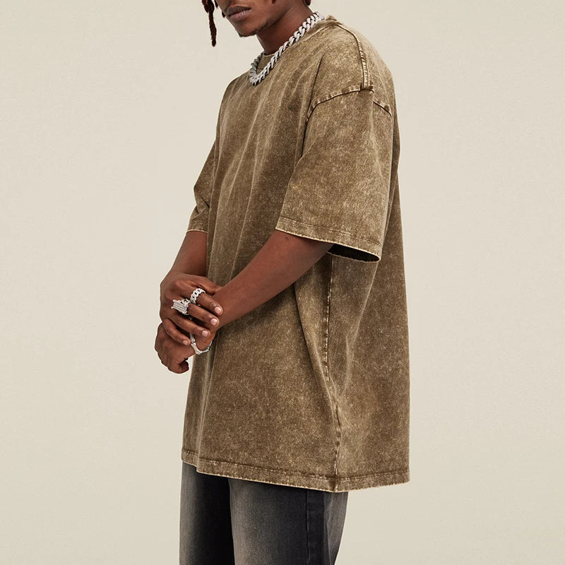 Men's Oversized Cotton T-Shirt - Short Sleeve Vintage Y2K Style