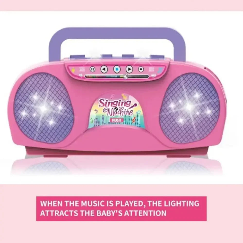 Music Instrument Microphone Karaoke Machine with Light Indoor Outdoor Travel Educational Toy Gifts for Kids Girls Children Toy