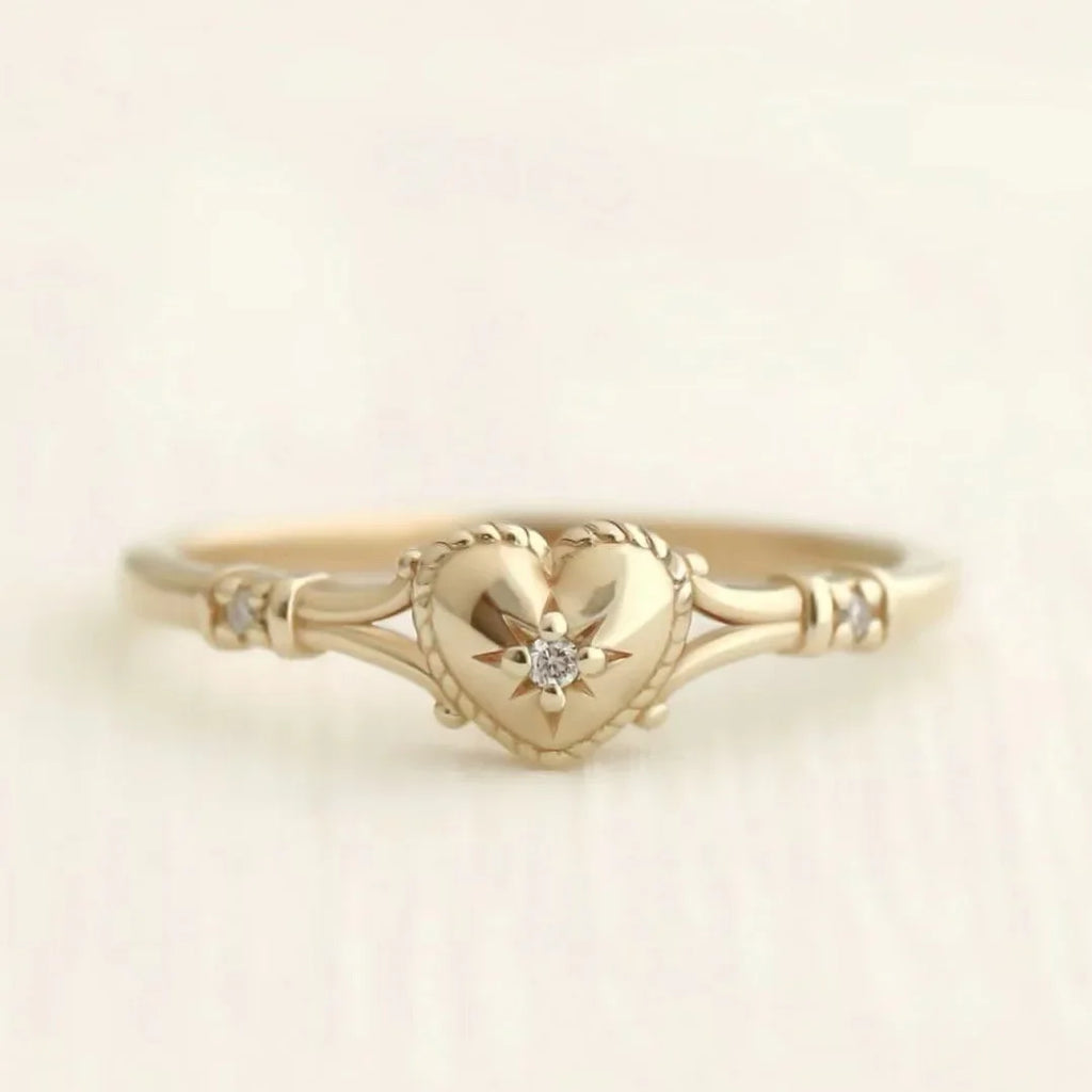 Hot Selling Gold Plated Stainless Steel Rings For Women Heart Ring Jewelry Accessories Wholesale Size 6-11
