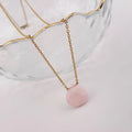 Korean Natural Crystal Pendant Necklace for Women Triangle Water Drop Real Amethysts Roses Quartz Steel Chain Crystal Necklace