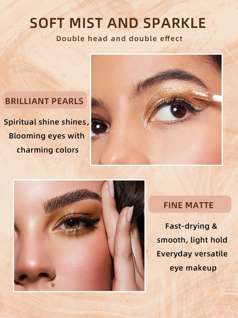 Waterproof 2 In1 Liquid Eyeshadow Set Matte Shining Double Head Eye Shadow Pen 12 colors Gray Brown Gillter Makeup Eye Cosmetic
