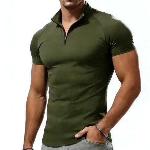 Compression T Shirt Men Athletic Slim Fit With Zipper Neck For Gym And Fitness Enthusiasts