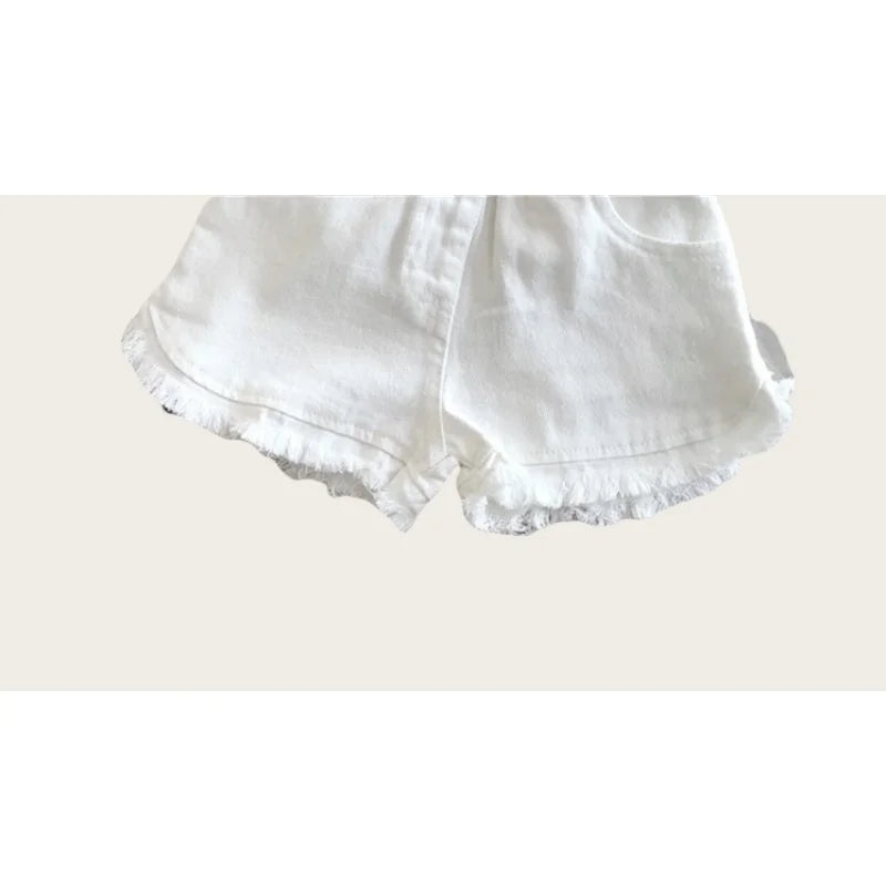 Girls Denim Shorts 2026 Summer 1-7Y Kids Short Jeans Solid Color Fashion Comfotable Clothing with Korean Style Pants