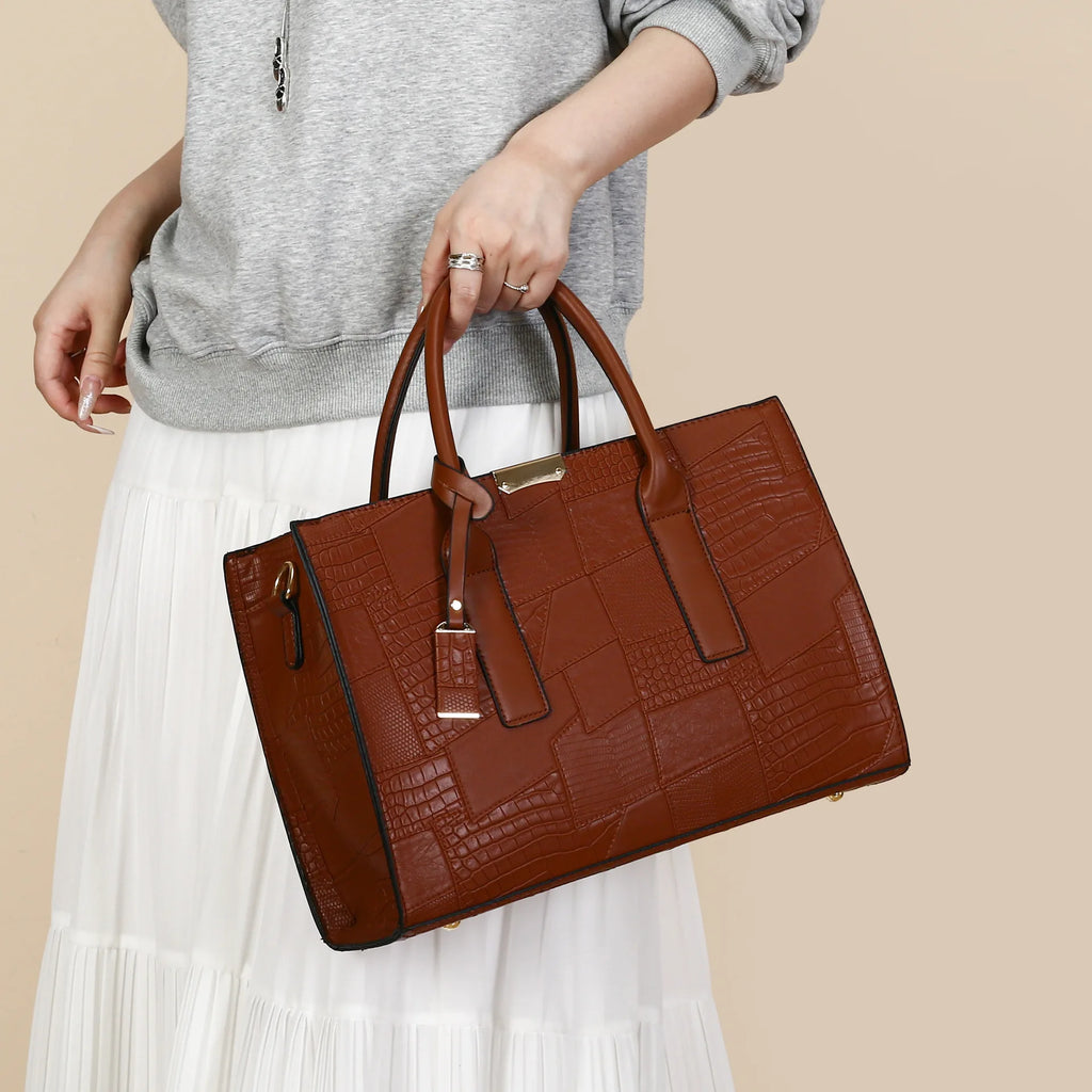 Trendy Lizard Pattern Mother-Daughter Handbag Summer 2025 Vintage Style Women's Tote Shoulder Bag Crossbody Bag Large Size
