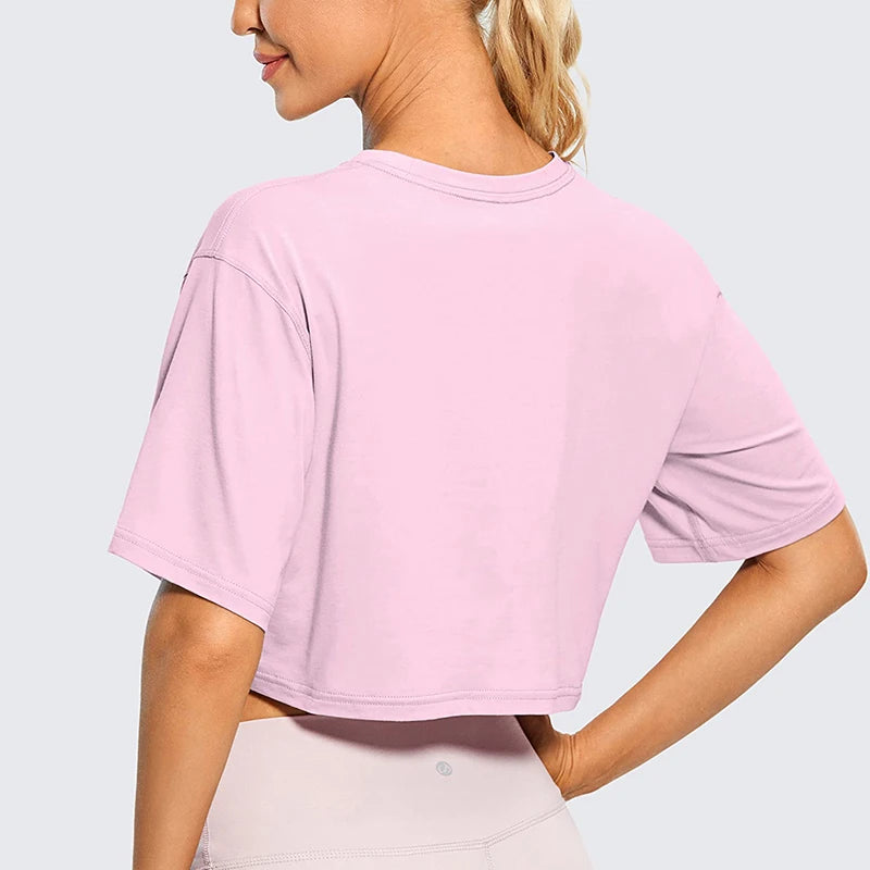 Harajuku Shirt Funny Y2K Women's Crop Tops Casual Female White Crop Tops T-shirt Round Neck Short Loose Tees Summer Streetwear