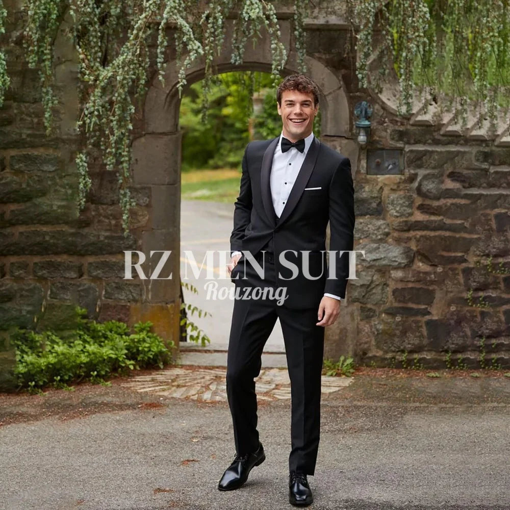 Mens 3 Piece Tuxedo Suit Slim Fit Suits for Men Two Button Wedding Prom Tuxedo Shawl Lapel Blazer Vest Pants Set costumes hommes