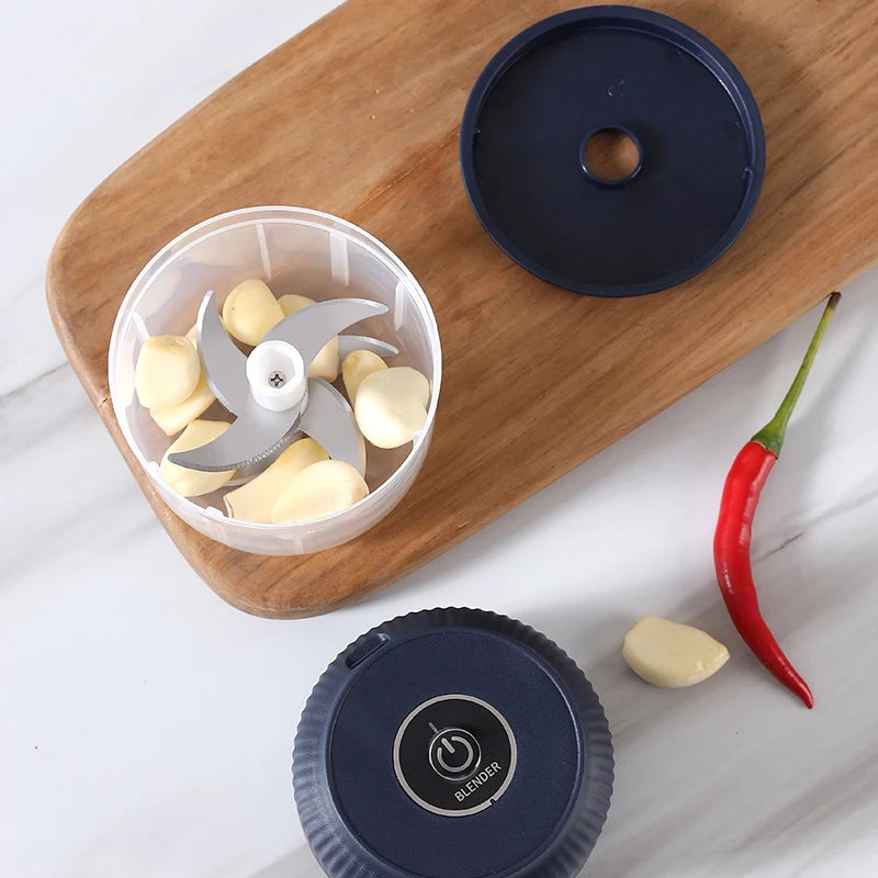 Triturador de ajos eléctrico, picador de alimentos de cocina, mini picador de carne portátil USB, picador de verduras para cocina, regalos de Navidad