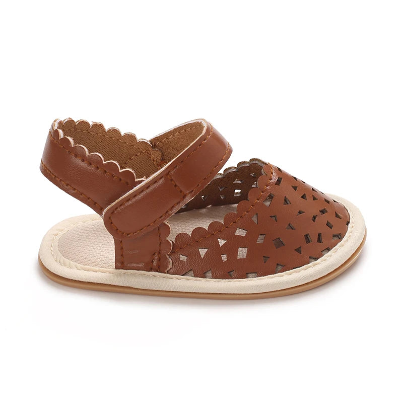 0-18M Baby Girls Summer Fashion Classic Minimalist Hollow Sandals Anti-Slip Casual Walking Shoes