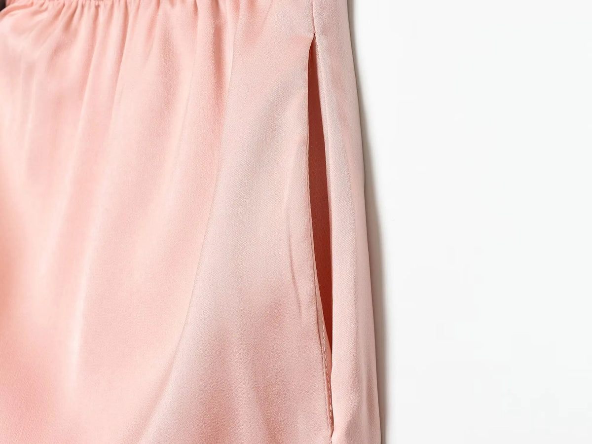 KONDALA Women's Wide Leg Pants - Casual Elastic Waist Trousers Pink