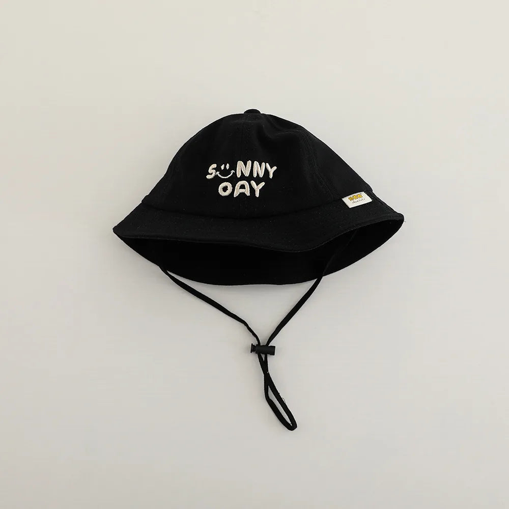 New Embroidered Letter Baby Bucket Hats Spring Sunhat Fishing Hat Sunshade Visor Boy Girl Outdoor Fashion Beach Cap For 6-24M