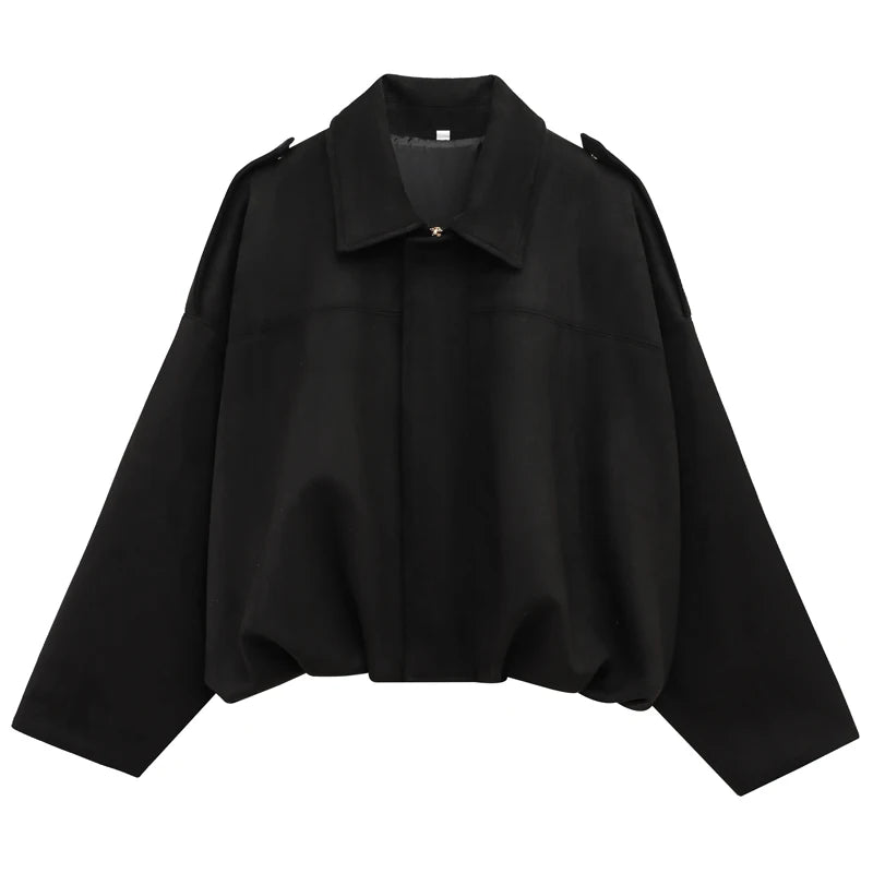 Women's Suede Bomber Jacket - Cropped Loose Fit Zip-Up