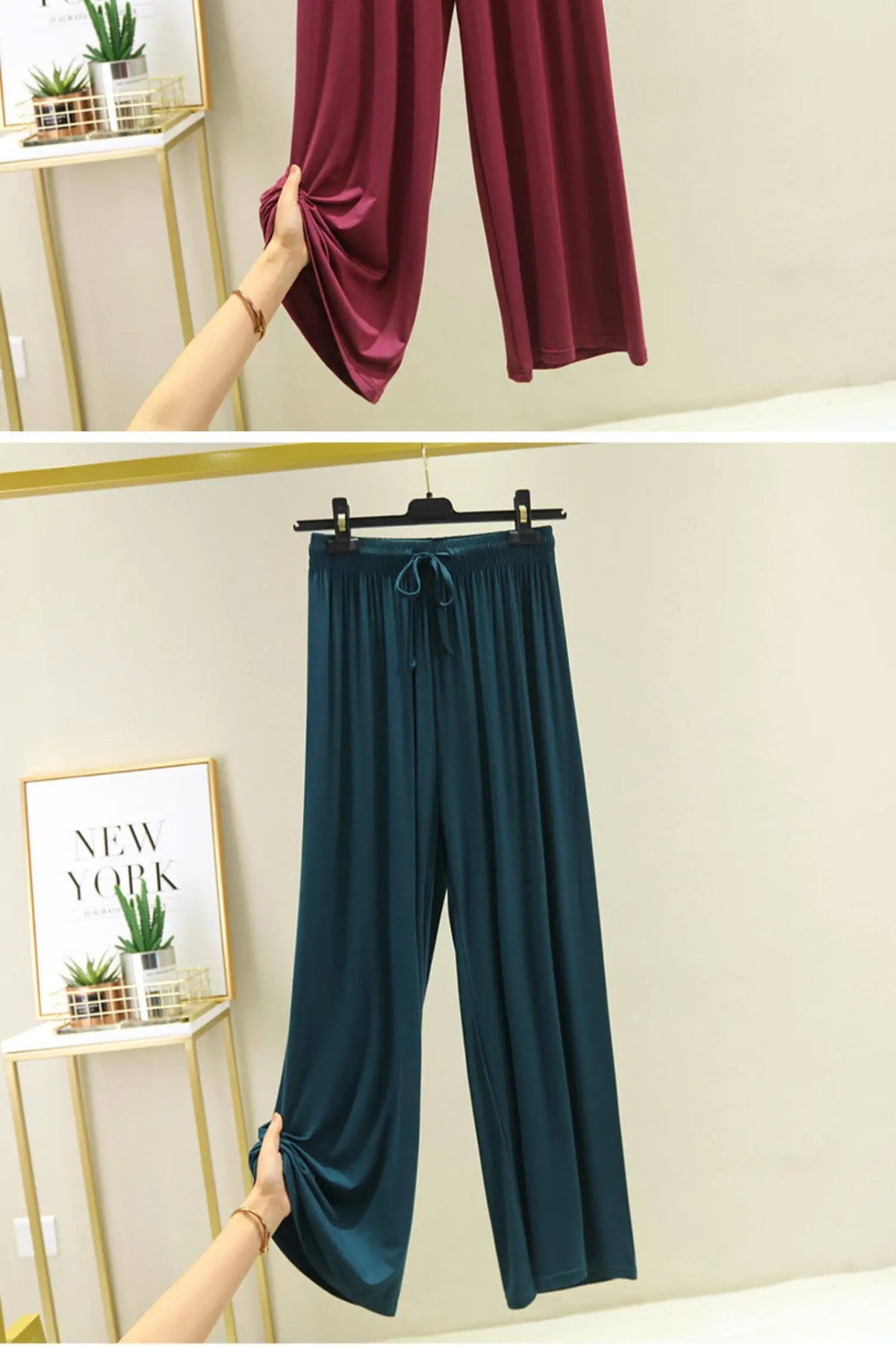 VGVFHZY Women's Wide Leg Pants High Waist Casual Loose Ice Silk
