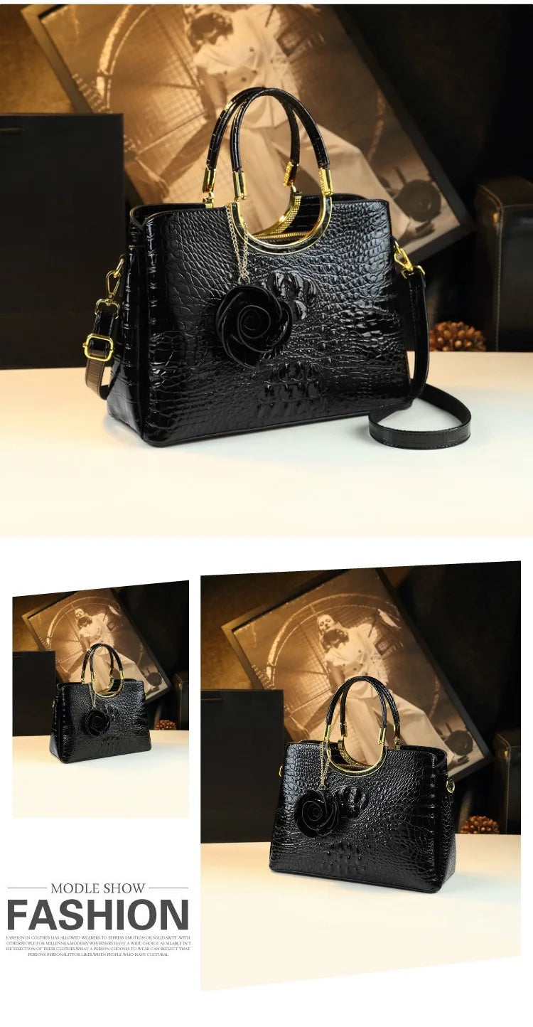 Elegant Leather Crocodile Pattern Wedding Handbag for Women Suitable for Bridal Events And Cheongsam Outfits European Vintage...