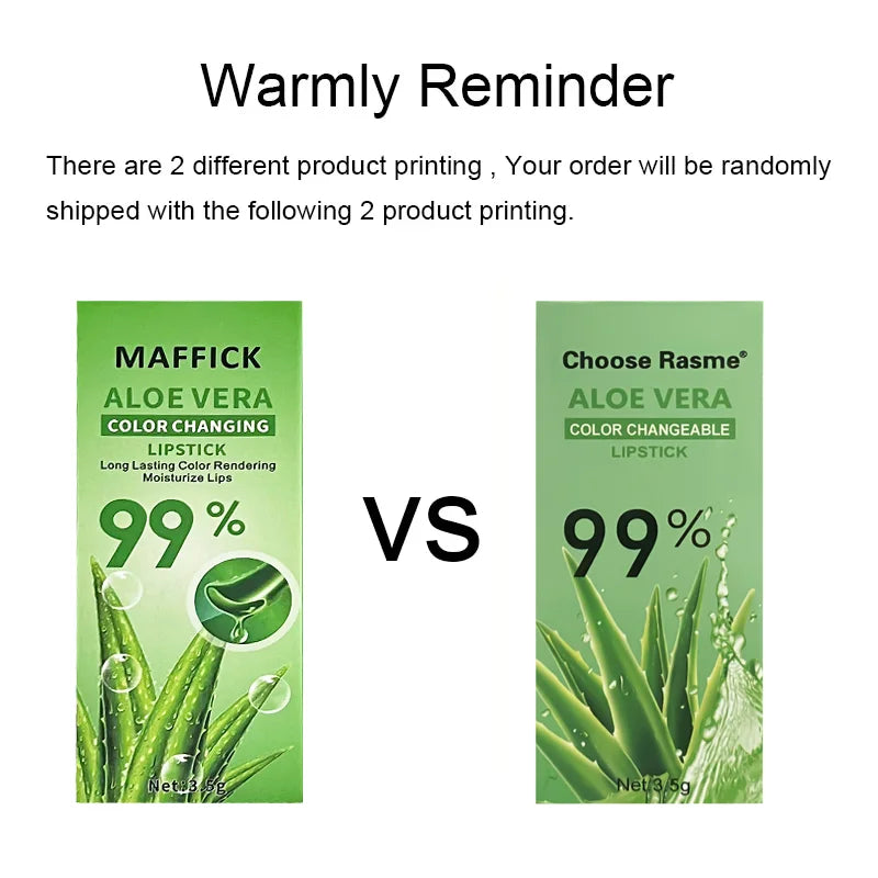Aloe Vera Warm Change Lipstick for Long-Lasting Lip Protection, Moisturizing and Color Changing, Magical Color Change