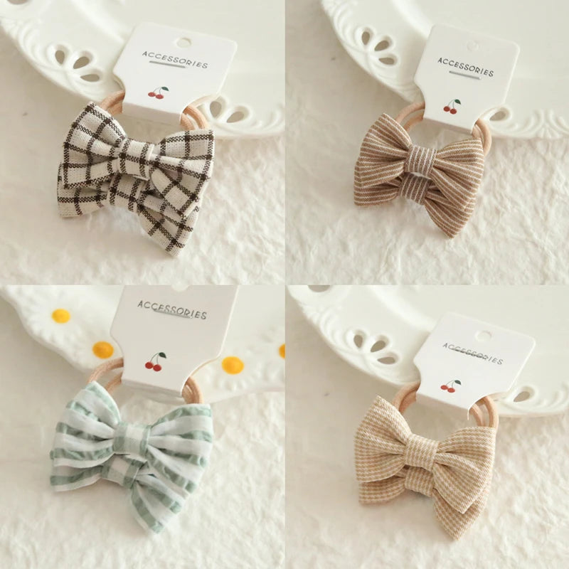 AITOUSHI Girls' Elastic Hair Bow Ties - Cotton Printed Hair Rope