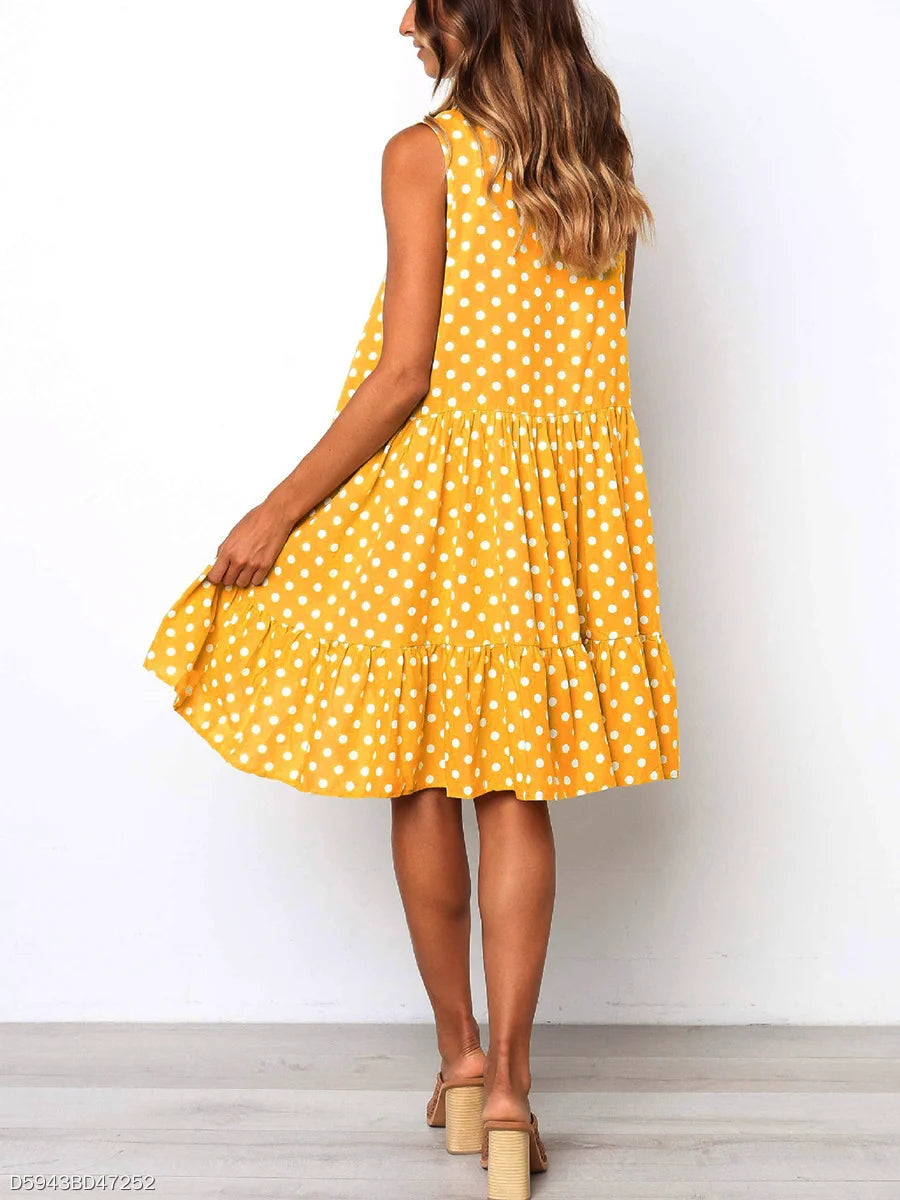 New Summer Sleeveless Dresses for Women O-Neck Women Dress Loose Dot A-LINE Dress Women Vestidos De Verano Mujer 2026 Q3716