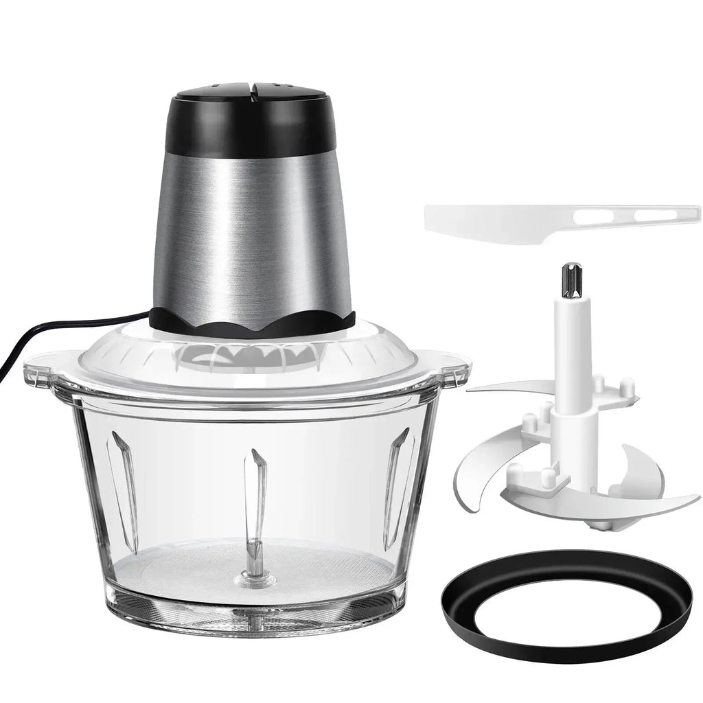 2L Electric Meat Grinder Food Chopper Stainless-Steel Blades Small Food Processor Removable Dicer 2 Speeds Meat Mincer