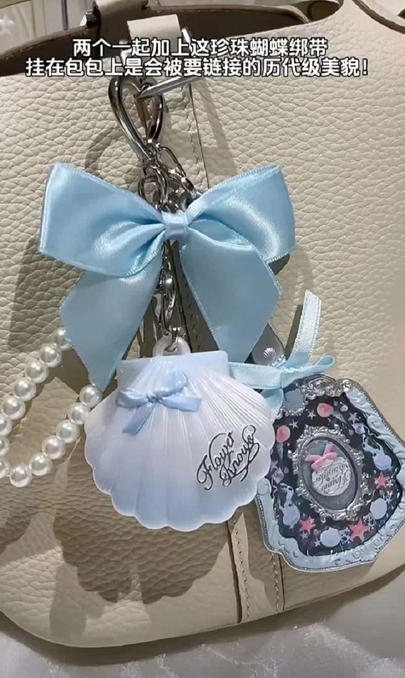 Flower Know Knight Unicorn Mini Mirror Pendant Shell Pearl Blue Mini Mirror Pendant