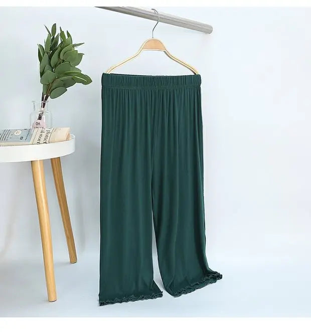 Modal Wide Leg Casual Pants - High Waist Lounge Trousers