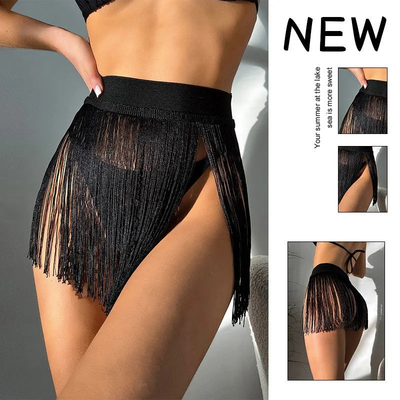 Women's Fringed Mini Beach Skirt – Slim Fit Swimsuit Cover-Up for Resort & Pool