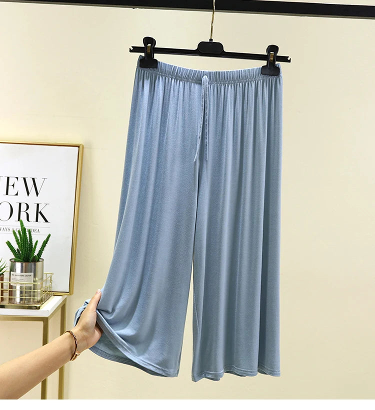 Women's Modal Wide-Leg Pants - High-Waisted Casual Summer Lounge
