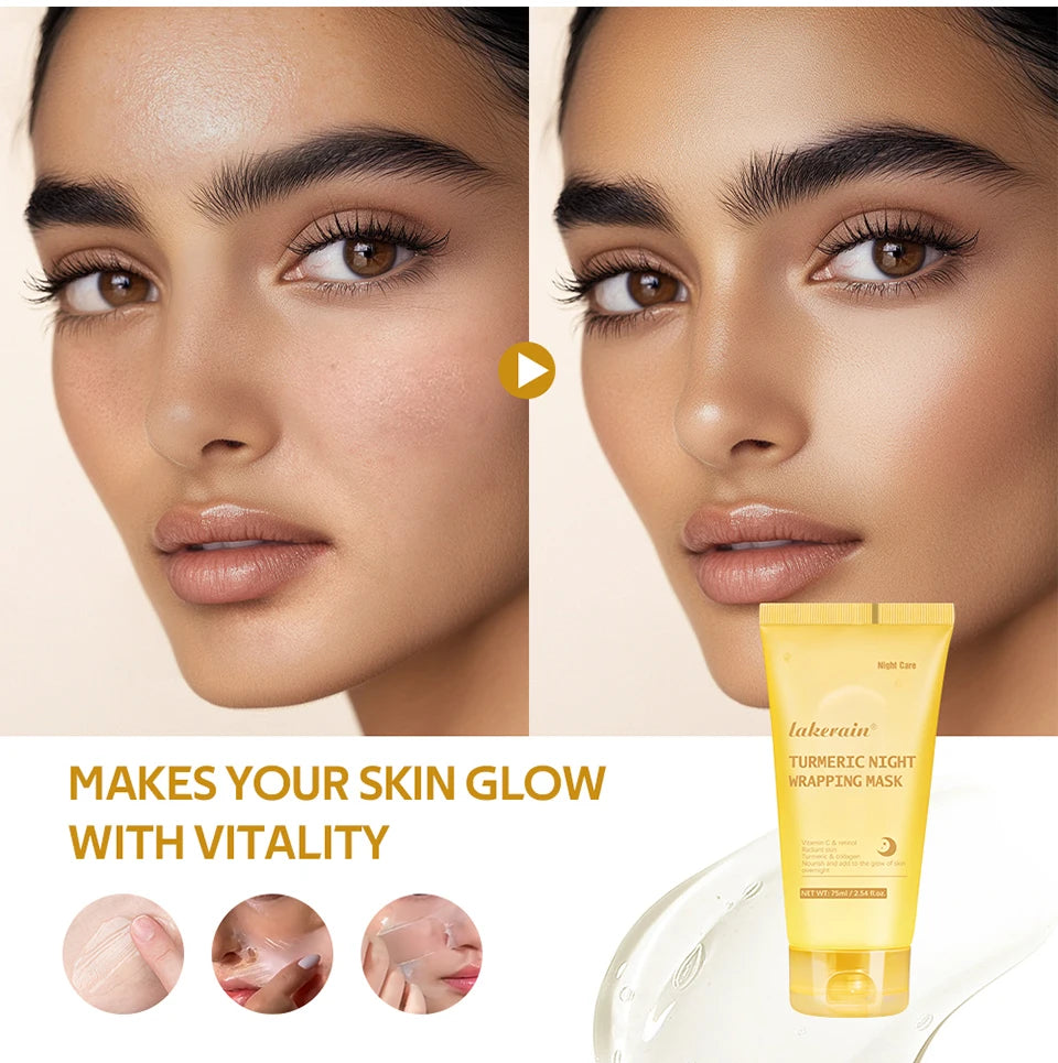 Collagen Overnight Wrapping Peel Off Facial Mask, Korean Collagen Night Wrapping Mask Deeply Hydrates Night Care Mask Cream 75ml