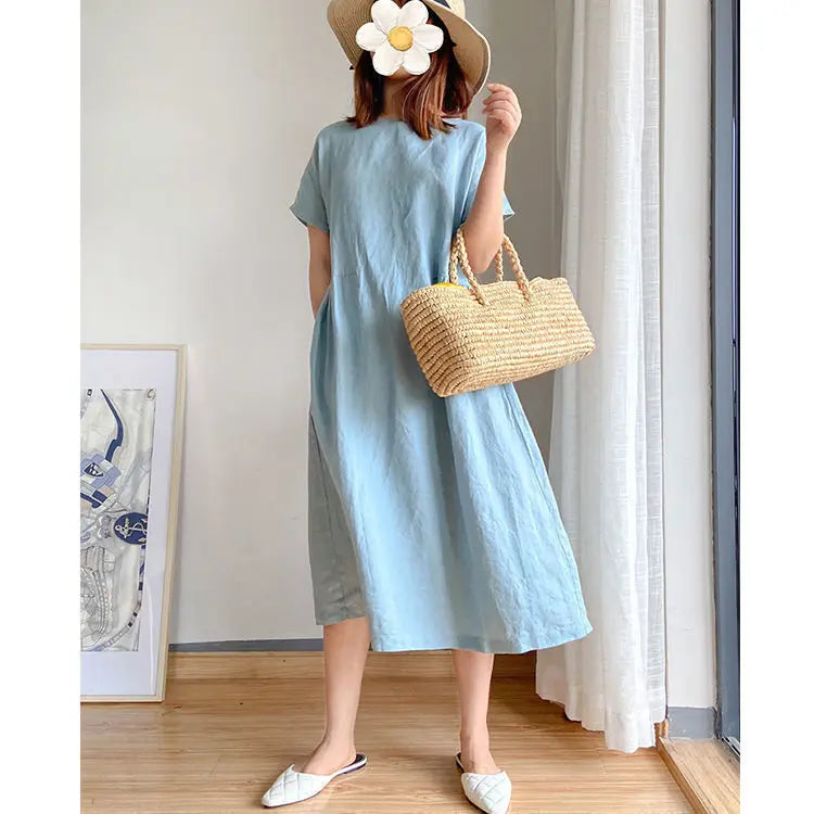 New Long Sleeve Maternity Dress Fashion Clothes for Pregnant Women V-neck Boho  Cotton Linen Loose Lantern
