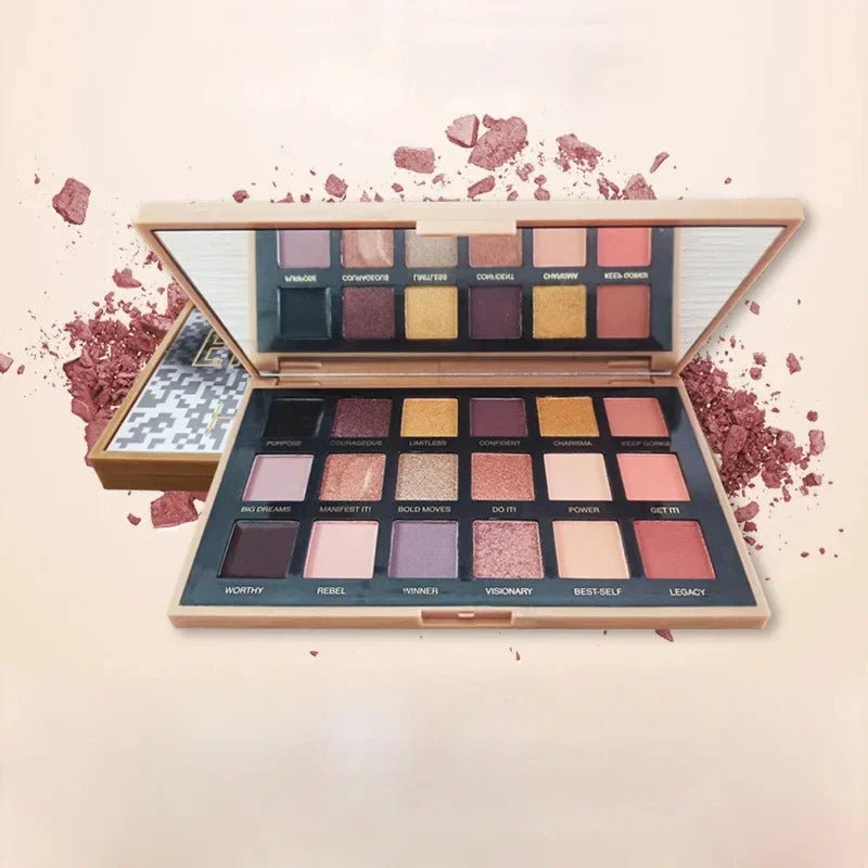18-color Eye Shadow Palette Pearlescent Flow Finish Matte Glitter Rose Gold Black Punk-inspired Tones Party Makeup