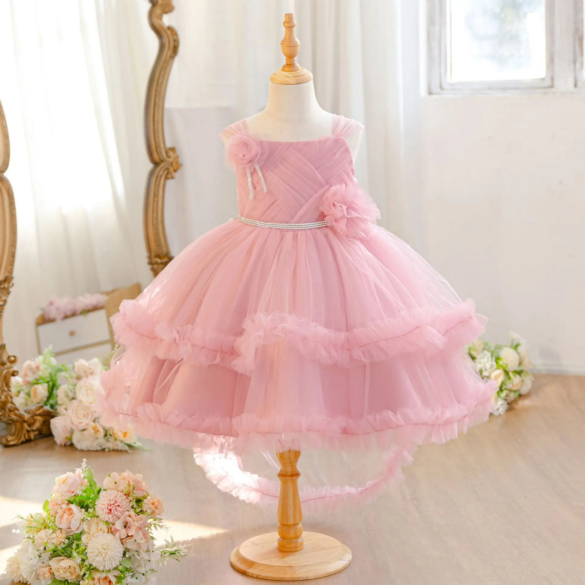 HETISO Baby Girls Princess Dress Summer Tulle Sleeveless Kids Wedding Birthday Party Performance Gown Costumes For Kids