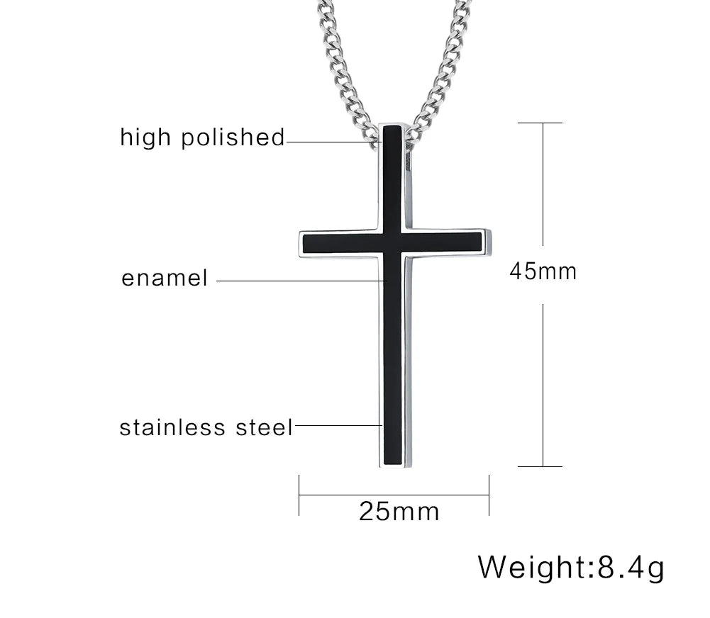Stainless Steel Cross Necklace For Men, Christian Jesus Pendant Necklace, Catholicism Religious Faith Jewelry Easter Gifts