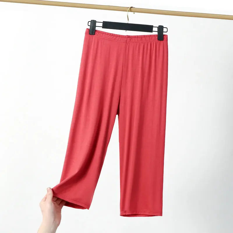 Women's Plus Size Thin Cotton Sleepwear Capri Pajama Pants
