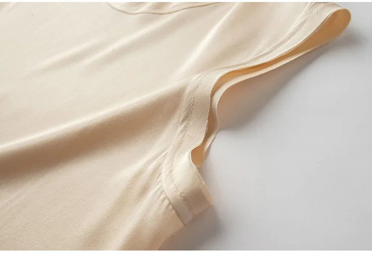 Heavy Silk Women's Sleeveless Top T-shirt Autumn Silk Top Silk Satin Bottom Top Solid Color T-shirts Satin Shirts for Women