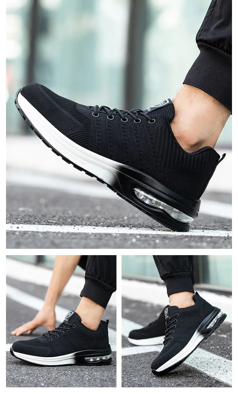 Steel Toe Work Shoes for Men Women  Anti-Smash Anti-Puncture Blue Safety Shoes Breathable Lightweight Air Cushion Work Shoes