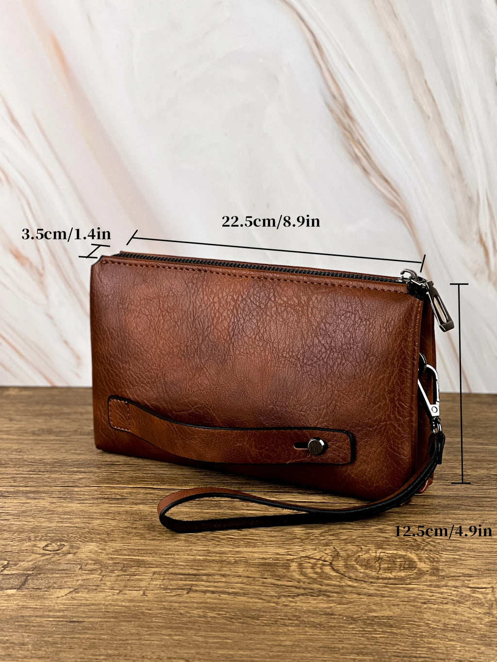 Fashion Simple Retro Men's Clutch Bag Wallet Business Large Capacity Clutch Bag Double Compartment Zipper Long Wallet Clutch Bag