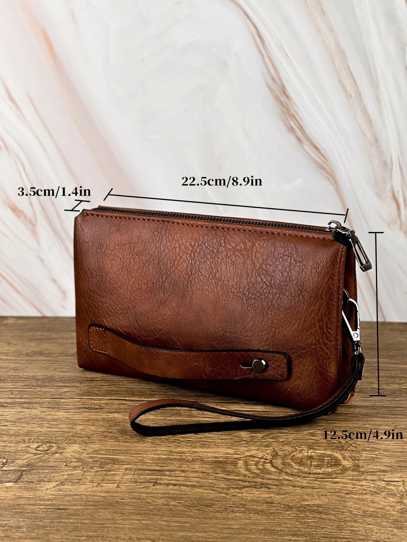 Fashion Simple Retro Men's Clutch Bag Wallet Business Large Capacity Clutch Bag Double Compartment Zipper Long Wallet Clutch Bag