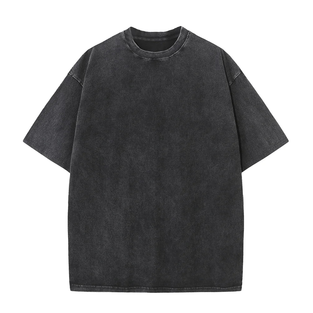 Mens 230G Cotton T Shirt Vintage Washed Short Sleeve Tee For Men Large Size Casual Everyday Wear