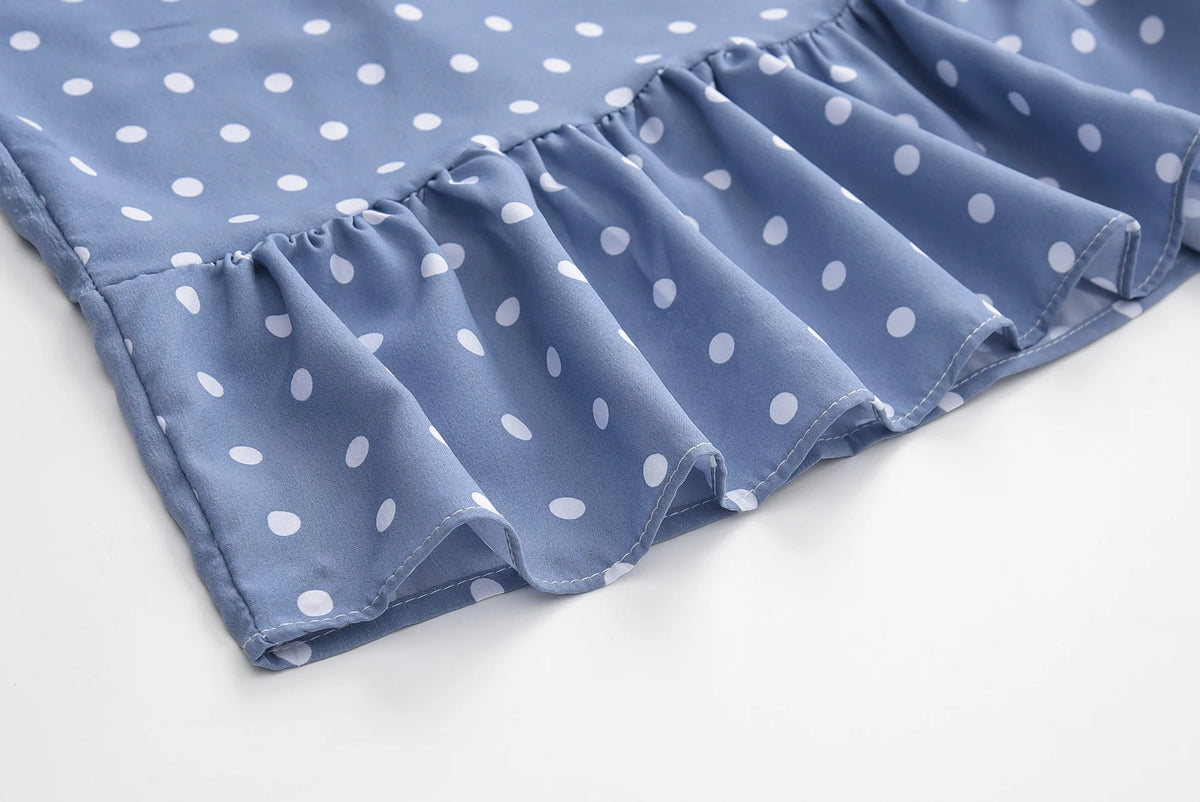 Simple And Elegant Floral Polka Dot Ruffle Dress