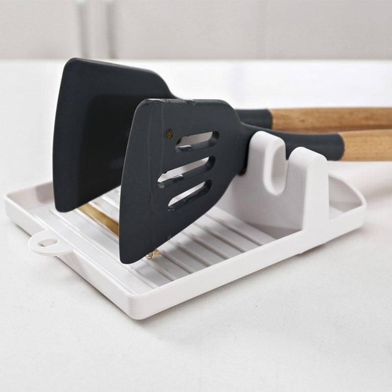 Soporte de cucharas de cocina, estante organizador de tenedores y espátulas de plástico, soporte antideslizante para palillos y cucharas