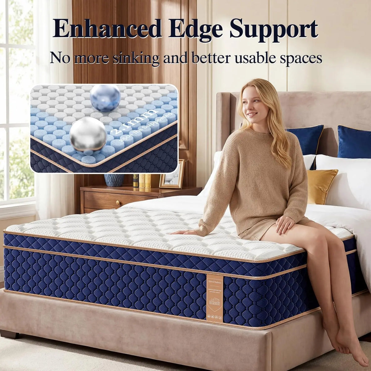 12"14"16" Full Queen King Size Hybrid Mattress in a Box with Gel Memory Foam Mattresses Medium Firm Motion Isolation
