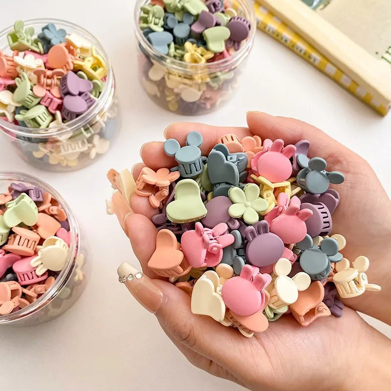 50PCS/Box Cute Cartoon Princess Girl Hairpins Colorful Flower Mini Hair Claws Kids Headwear Hair Accessory for Girl