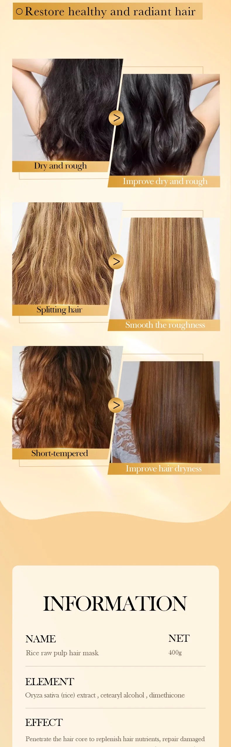 PWYUMAN Magical Keratin Rice Hair Mask - Repair and Moisturizing