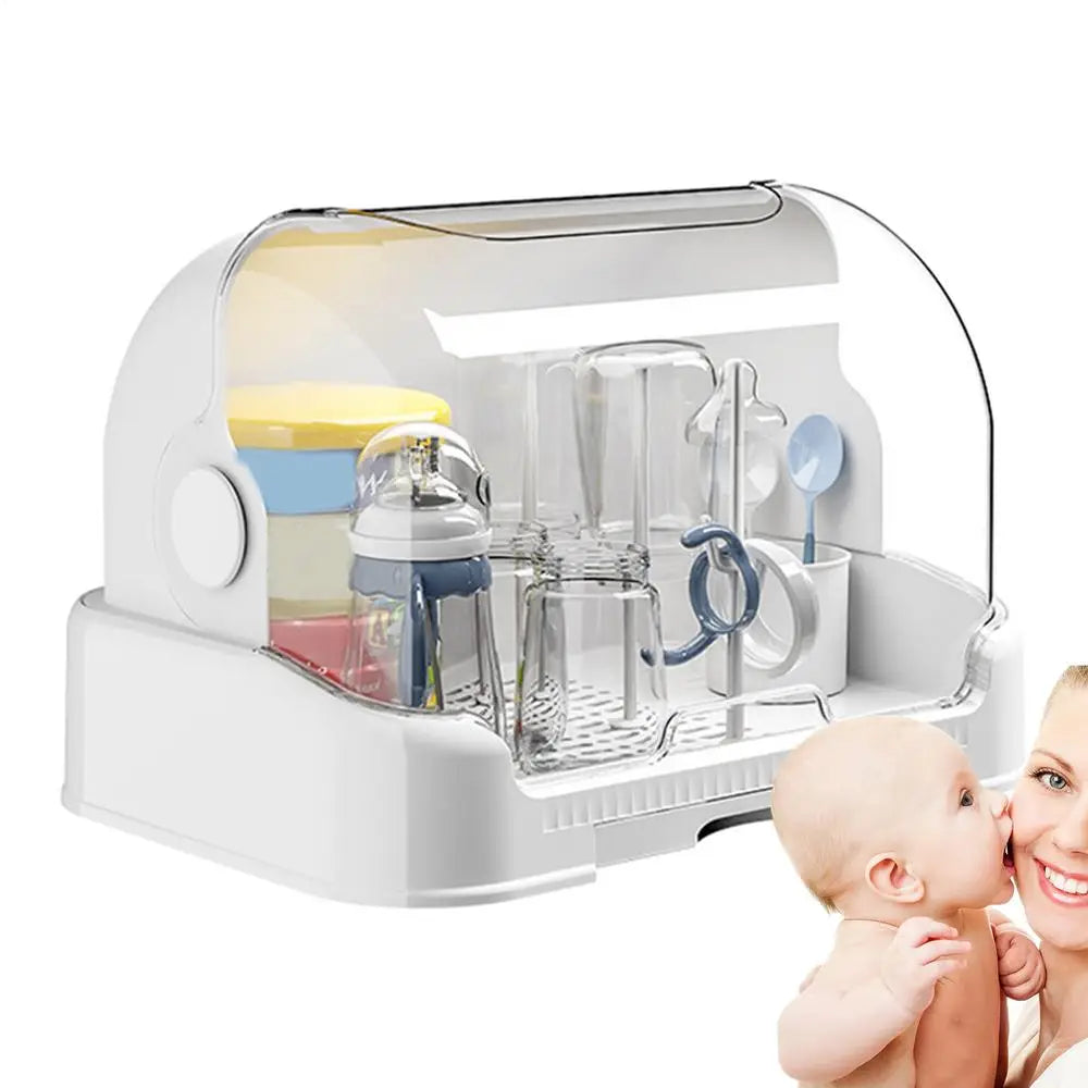 Babies Bottle Drying Rack Dustproof Bottle Storage with Removable Drip Tray Durable Good Sealing Protection Toddler Bottles