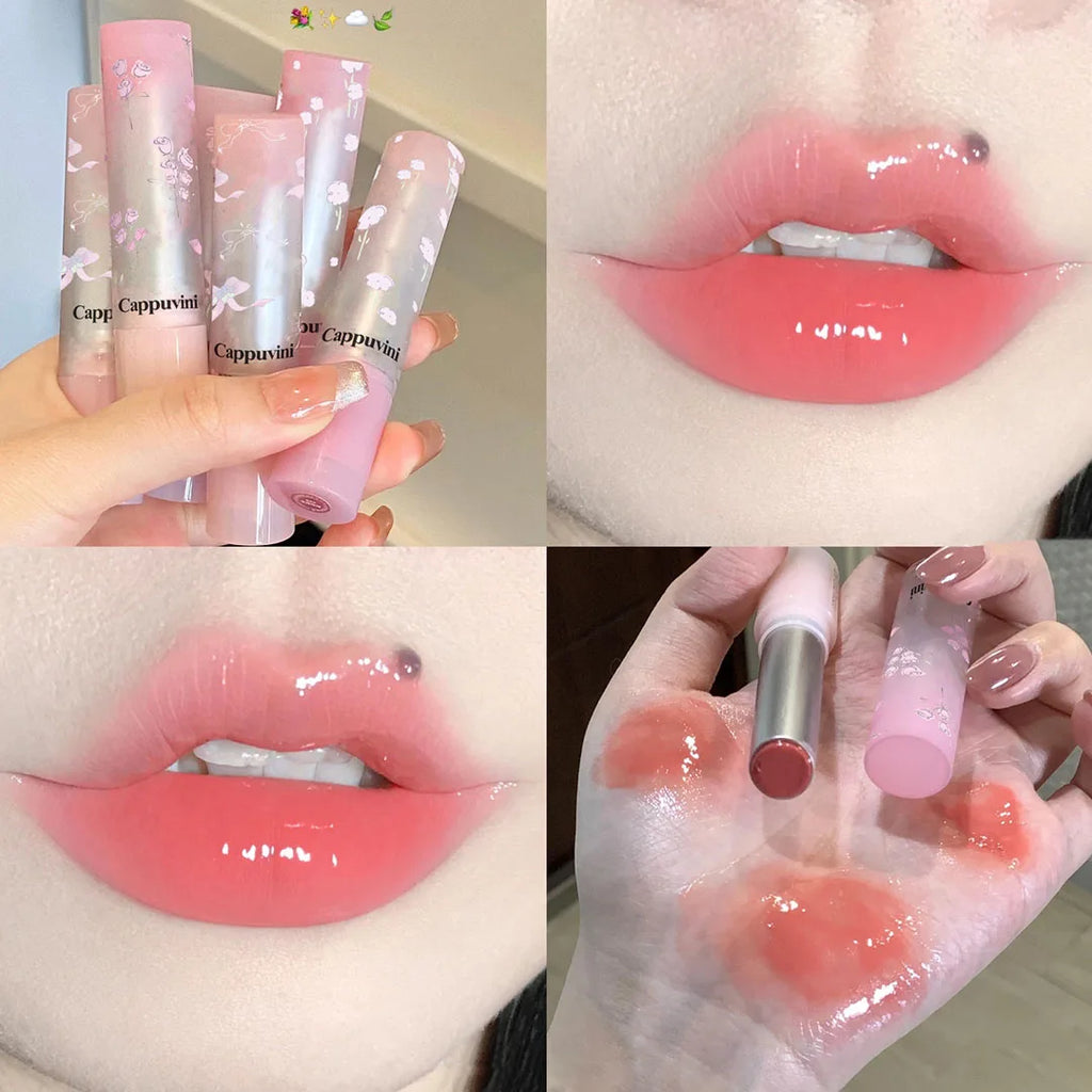 Flower Hydrating Solid Lip Gloss Mirror Shine Lip Honey Moisturizing Glossy Pink Jelly Lip Balm Non Sticky Makeup Lipstick