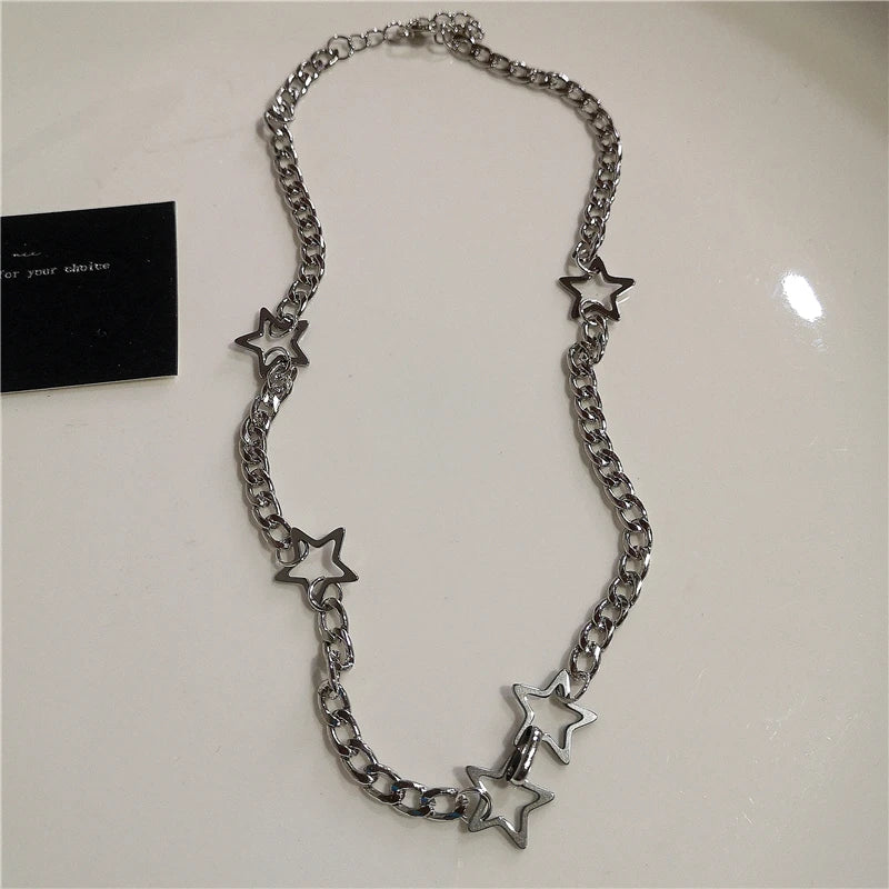 Punk Rock Y2K Black Star Cross Red Heart Pendant Ghost Claw Choker Chain Necklace Men Women'S Goth Vintage Grunge Emo Accessories
