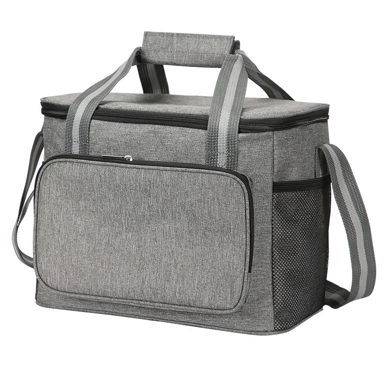 Bolsa Térmica Aislada Grande Negra Impermeable Antifugas Engrosada de Mano/Hombro para Picnic al Aire Libre