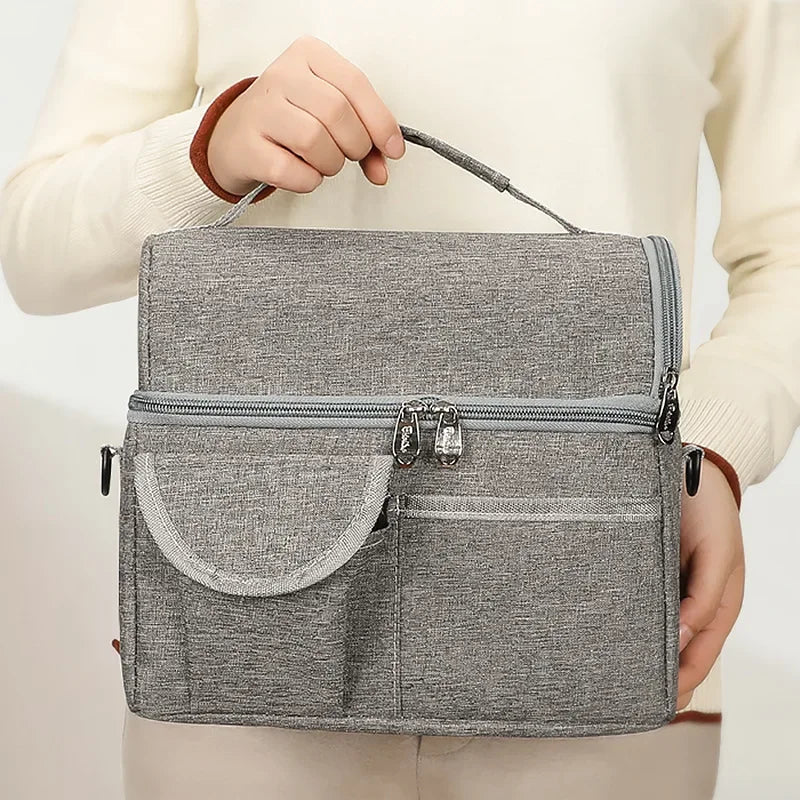 Bolsa de almuerzo reutilizable térmica aislada para mujeres y hombres, multifuncional, 8L, nevera y calentador, fiambrera a prueba de fugas e impermeable
